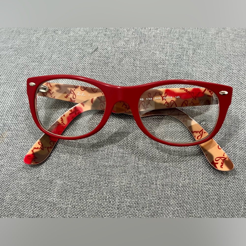 Ray-Ban Red Wayfarer Glasses.